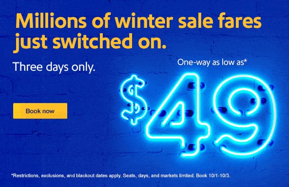 Southwest $49 Fall/Winter Sale With Plenty of Lowest Price Options