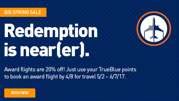 Ends today – 20% off jetBlue award redemptions!