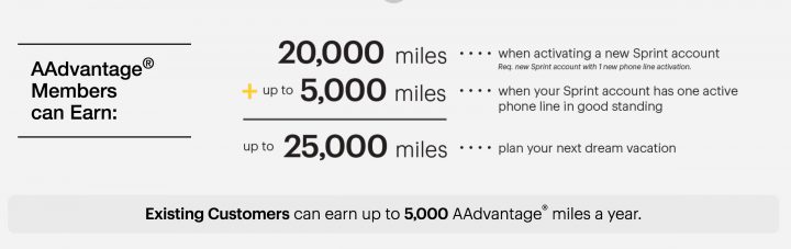 Up to 25,000 American AAdvantage miles for switching to Sprint