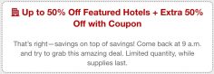50% off hotels at Expedia – starts at 12PM EDT today!