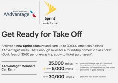 Up to 30,000 American AAdvantage miles for switching to Sprint