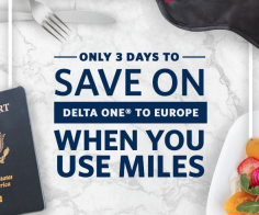 2 days only – Delta Skymiles flash sale for Delta One starting at 98,000 miles roundtrip