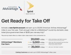 Up to 25,000 American AAdvantage miles for switching to Sprint (again in 2019)