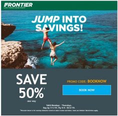 Frontier’s 50% Off Base Fare Sale Returns