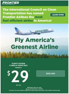 $29 to Florida & Frontier Is Green In More Ways than One