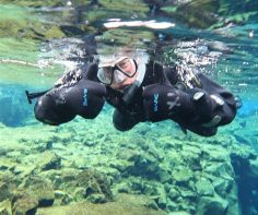 Snorkelling between tectonic plates at Silfra in Iceland’s Thingvellir National Park