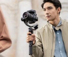 The DJI RS 3 Mini handheld travel stabilizer developed specifically for mirrorless cameras