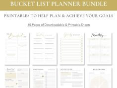 15-Page Bucket List Planner Bundle & Templates (Printable)